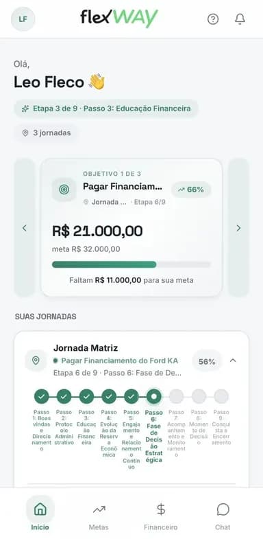 Tela Início do app FlexWay